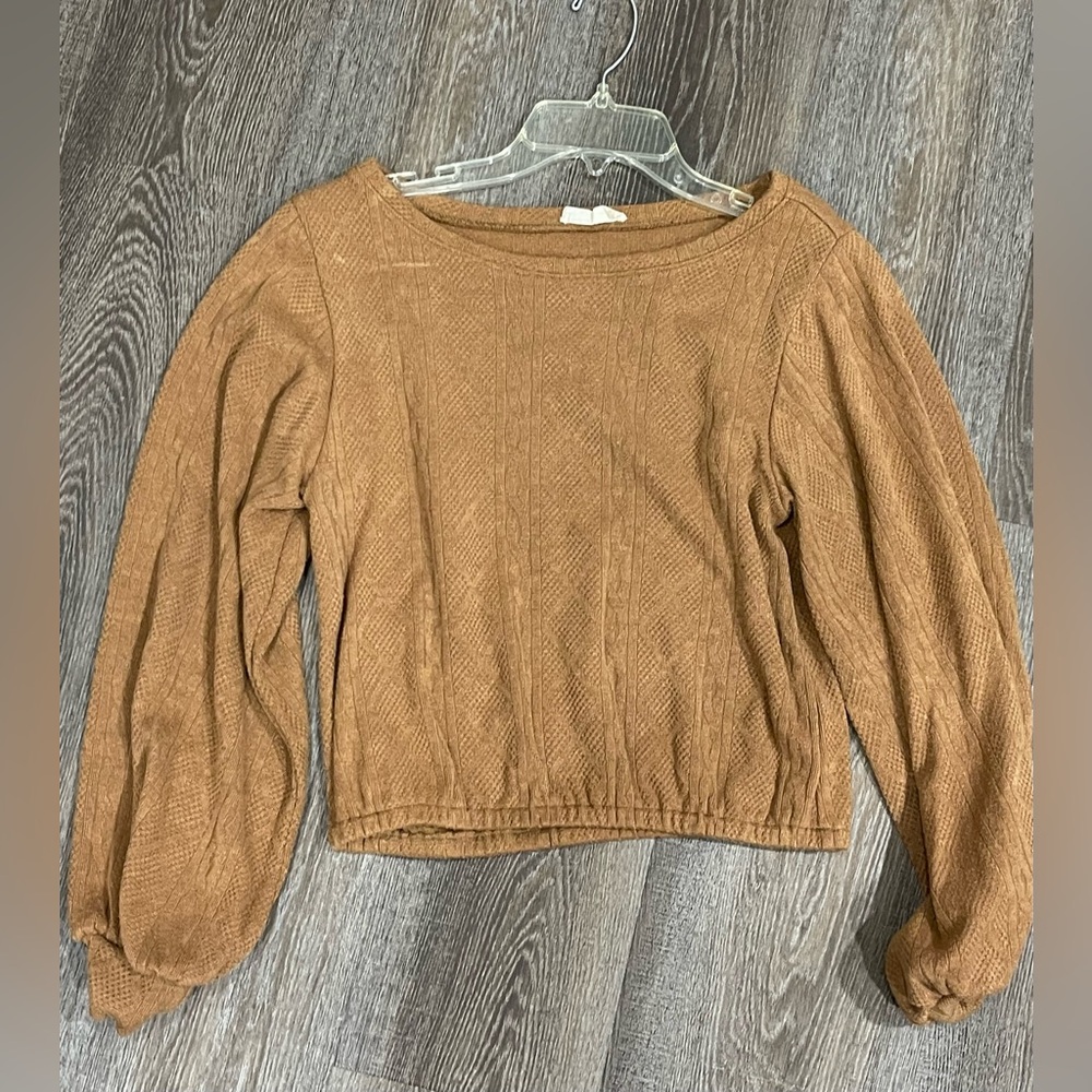 Altar’d State Brown Textured Long Sleeve Top-size S